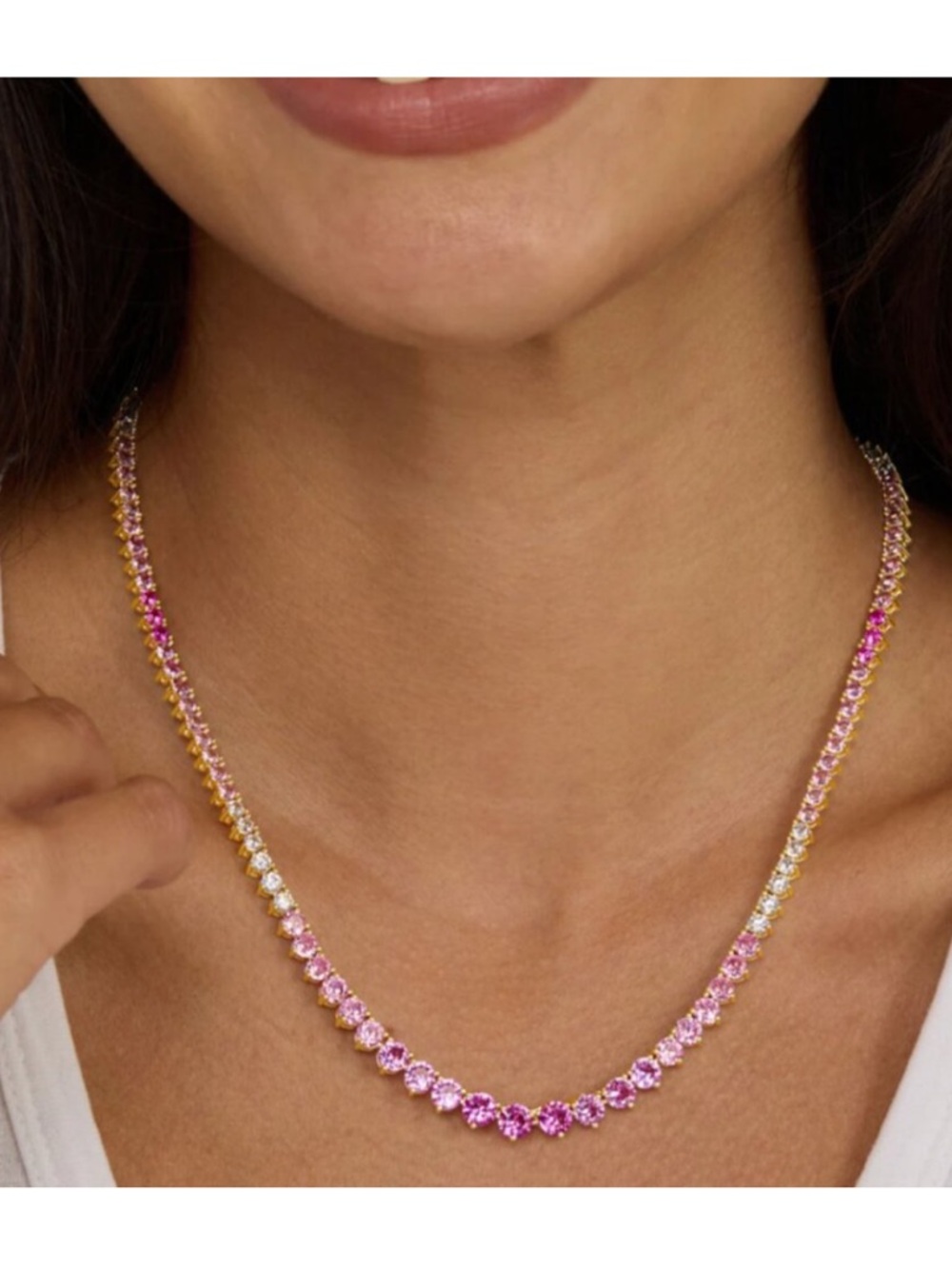 NWT Melinda Maria Gold “Not Your Basic Graduated Ombré Tennis Necklace”